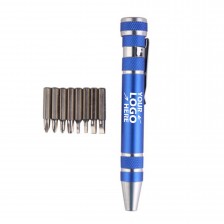 Aluminum Alloy Pen Style Screwdriver with 8 Bit